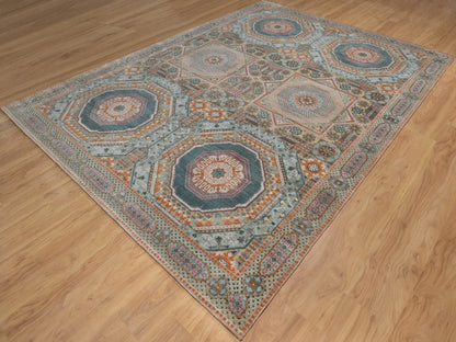 Brown 8'9" x 12'3" Mamluk Hand knotted Wool/Silk Rug - Sku: O092616
