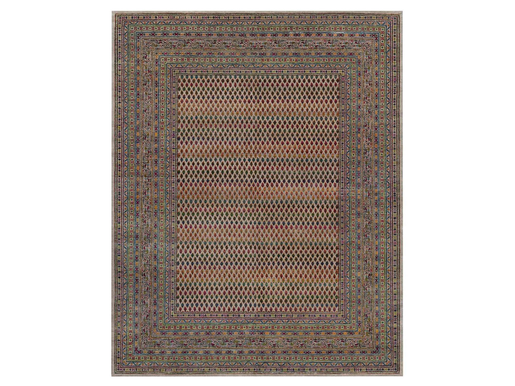 Beige 7'11" x 9'11" Modern and Contemporary Hand knotted Wool/Silk Rug - Sku: O092622