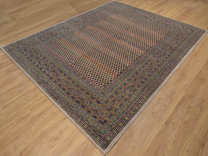 Beige 7'11" x 9'11" Modern and Contemporary Hand knotted Wool/Silk Rug - Sku: O092622