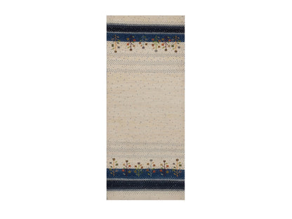 Gabbeh Modern / Contemporary hand-knotted wool runner in Ivory, 2'6" x 6', SKU O092626
