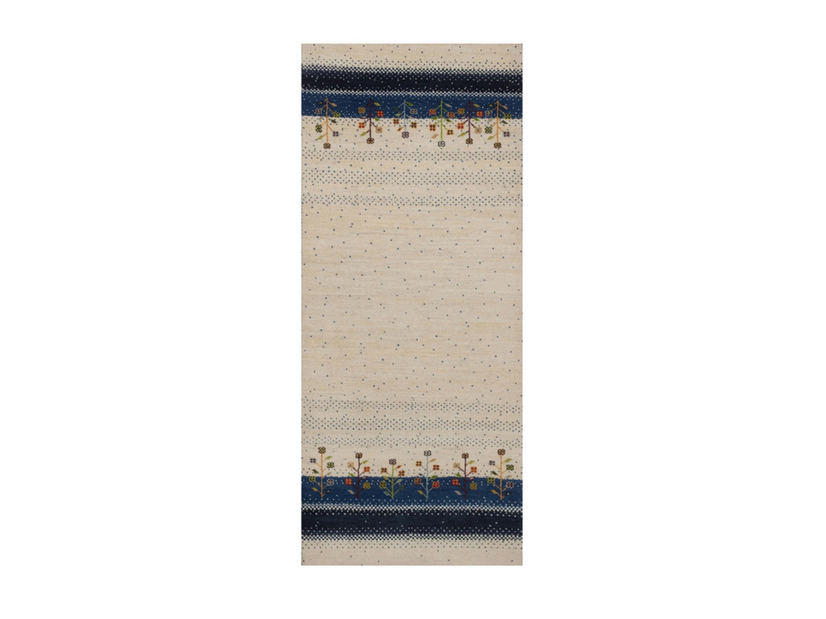 Gabbeh Modern / Contemporary hand-knotted wool runner in Ivory, 2'6" x 6', SKU O092626