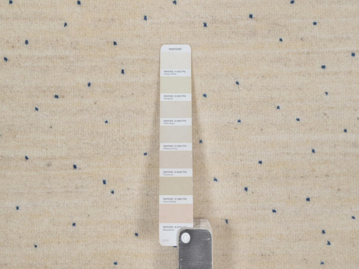 Gabbeh Modern / Contemporary hand-knotted wool runner in Ivory, 2'6" x 6', SKU O092626 (view 4)