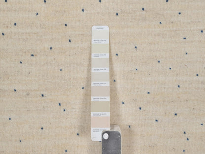 Gabbeh Modern / Contemporary hand-knotted wool runner in Ivory, 2'6" x 6', SKU O092626 (view 4)