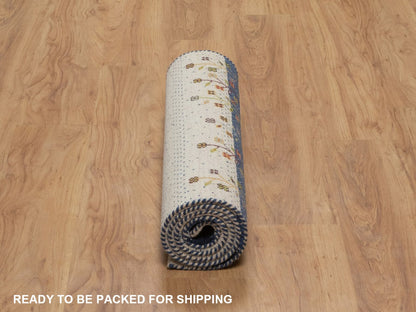 Gabbeh Modern / Contemporary hand-knotted wool runner in Ivory, 2'6" x 6', SKU O092626 (view 6)