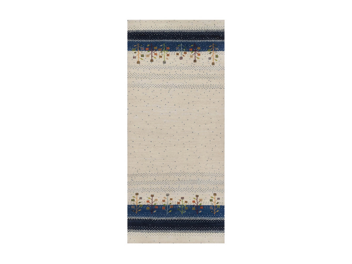 Gabbeh Modern / Contemporary hand-knotted wool runner in Ivory, 2'7" x 6', SKU O092627