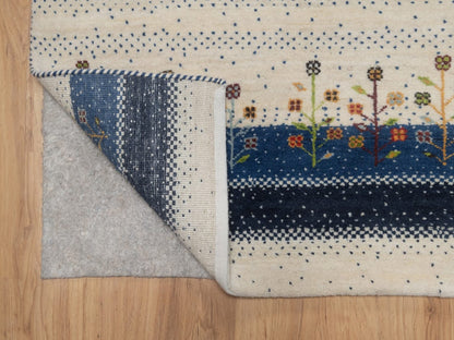 Gabbeh Modern / Contemporary hand-knotted wool runner in Ivory, 2'7" x 6', SKU O092627 (view 3)