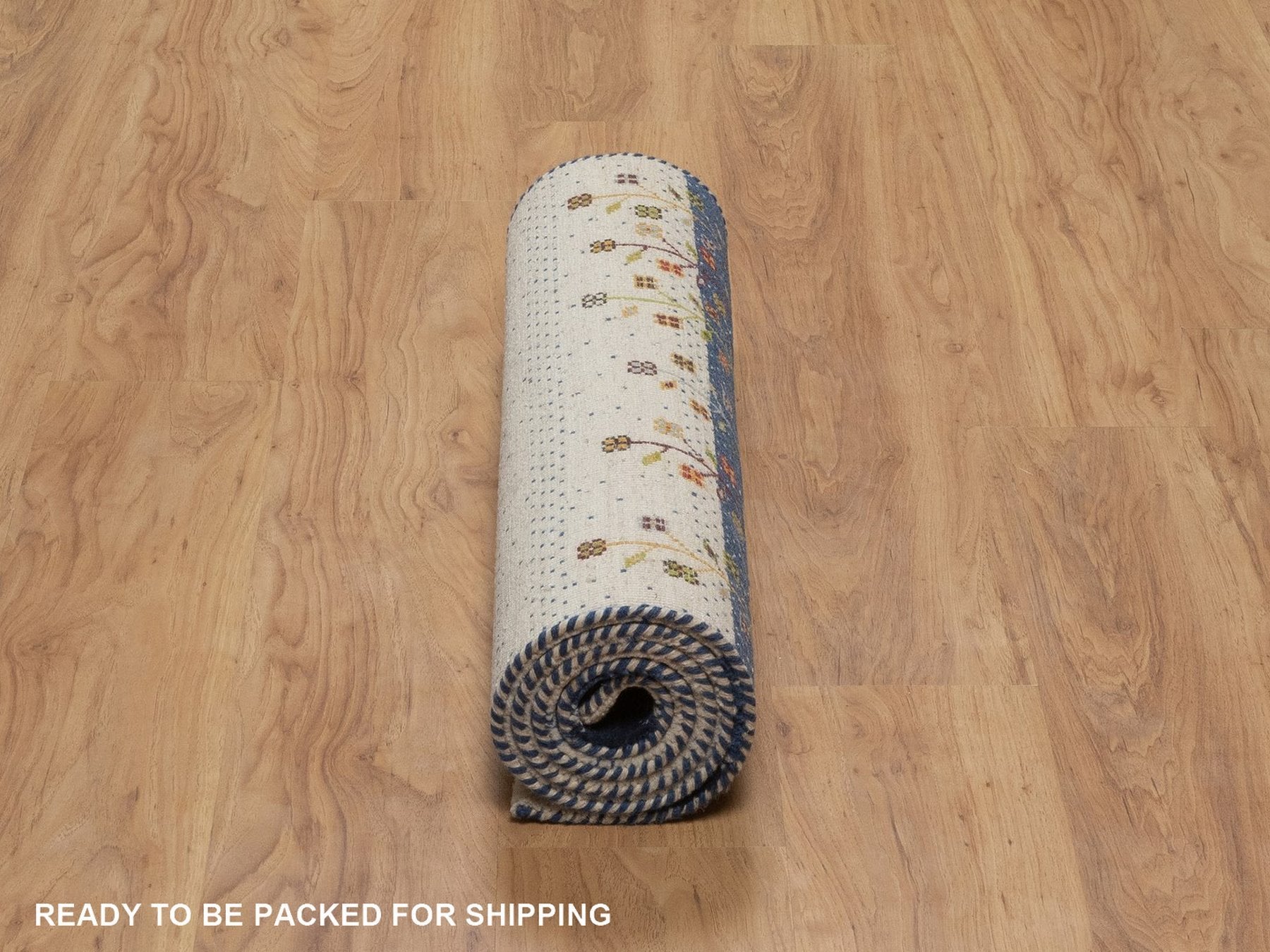 Gabbeh Modern / Contemporary hand-knotted wool runner in Ivory, 2'7" x 6', SKU O092627 (view 6)