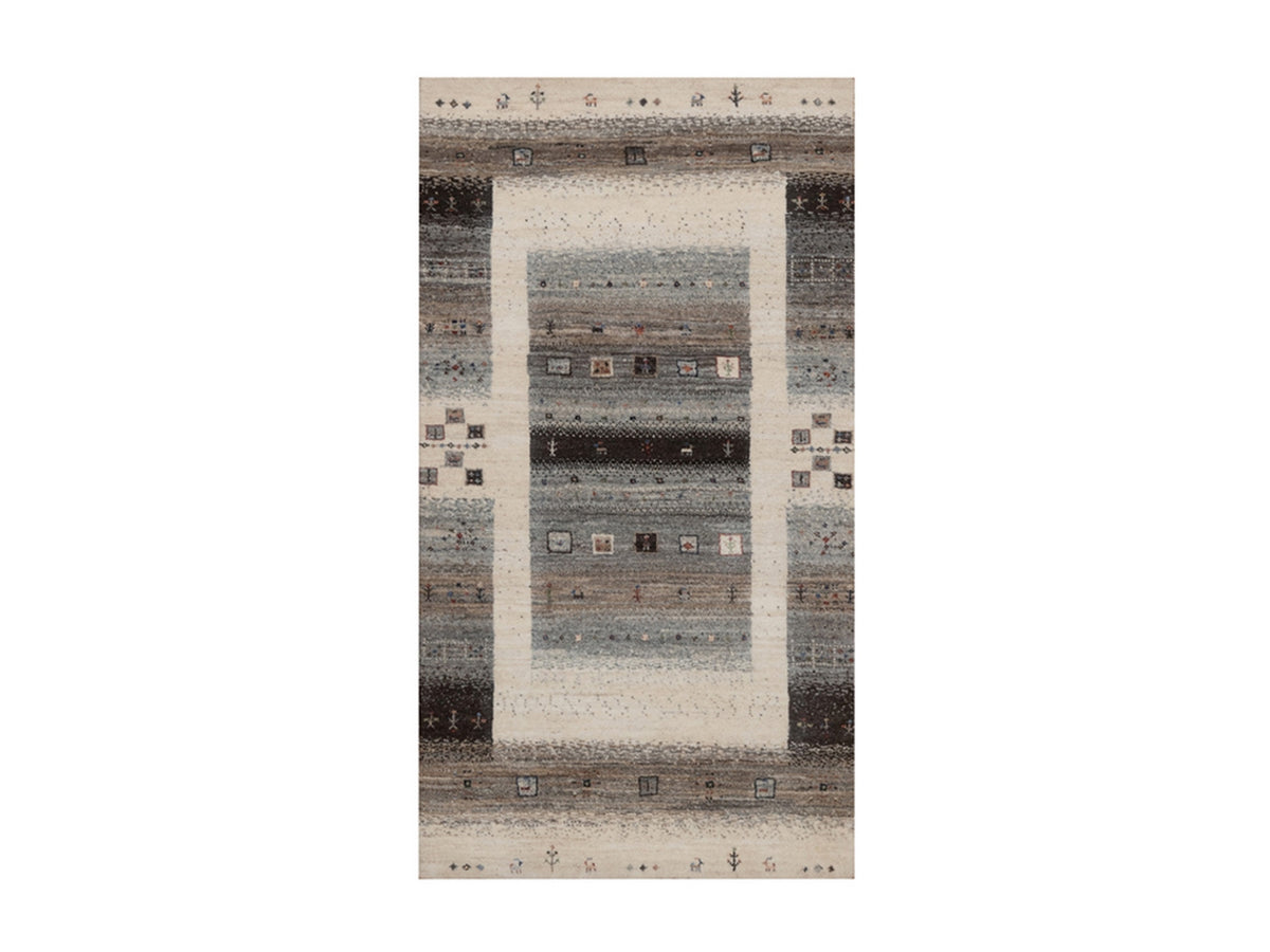 Gabbeh Modern / Contemporary hand-knotted wool rug in Ivory, 2'10" x 5'4", SKU O092628