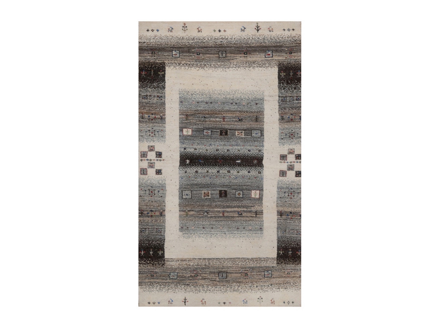 Gabbeh Modern / Contemporary hand-knotted wool rug in Ivory, 3' x 5'2", SKU O092629