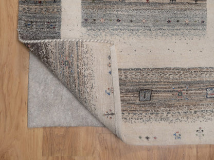 Gabbeh Modern / Contemporary hand-knotted wool rug in Ivory, 3' x 5'2", SKU O092629 (view 3)