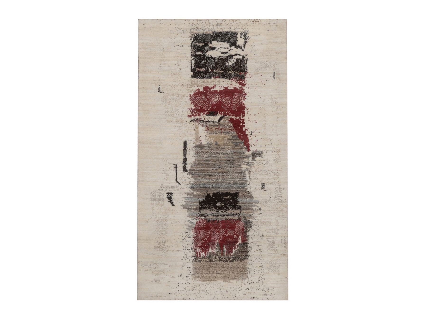 Gabbeh Modern / Contemporary hand-knotted wool rug in Ivory, 2'9" x 5'3", SKU O092630