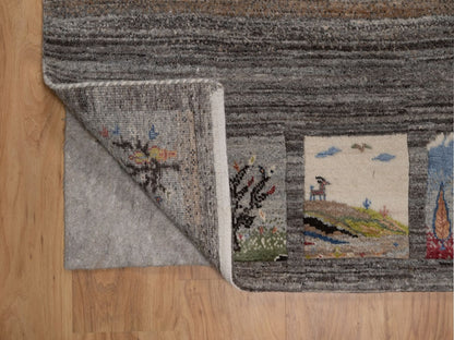 Gabbeh Modern / Contemporary hand-knotted wool rug in Gray, 3' x 5'1", SKU O092631 (view 3)