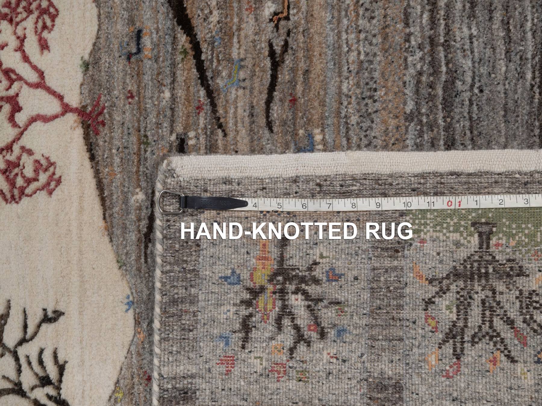 Gabbeh Modern / Contemporary hand-knotted wool rug in Gray, 3' x 5'1", SKU O092631 (view 8)