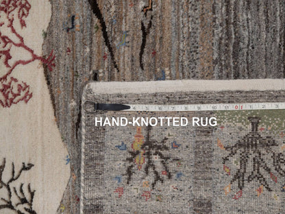 Gabbeh Modern / Contemporary hand-knotted wool rug in Gray, 3' x 5'1", SKU O092631 (view 8)