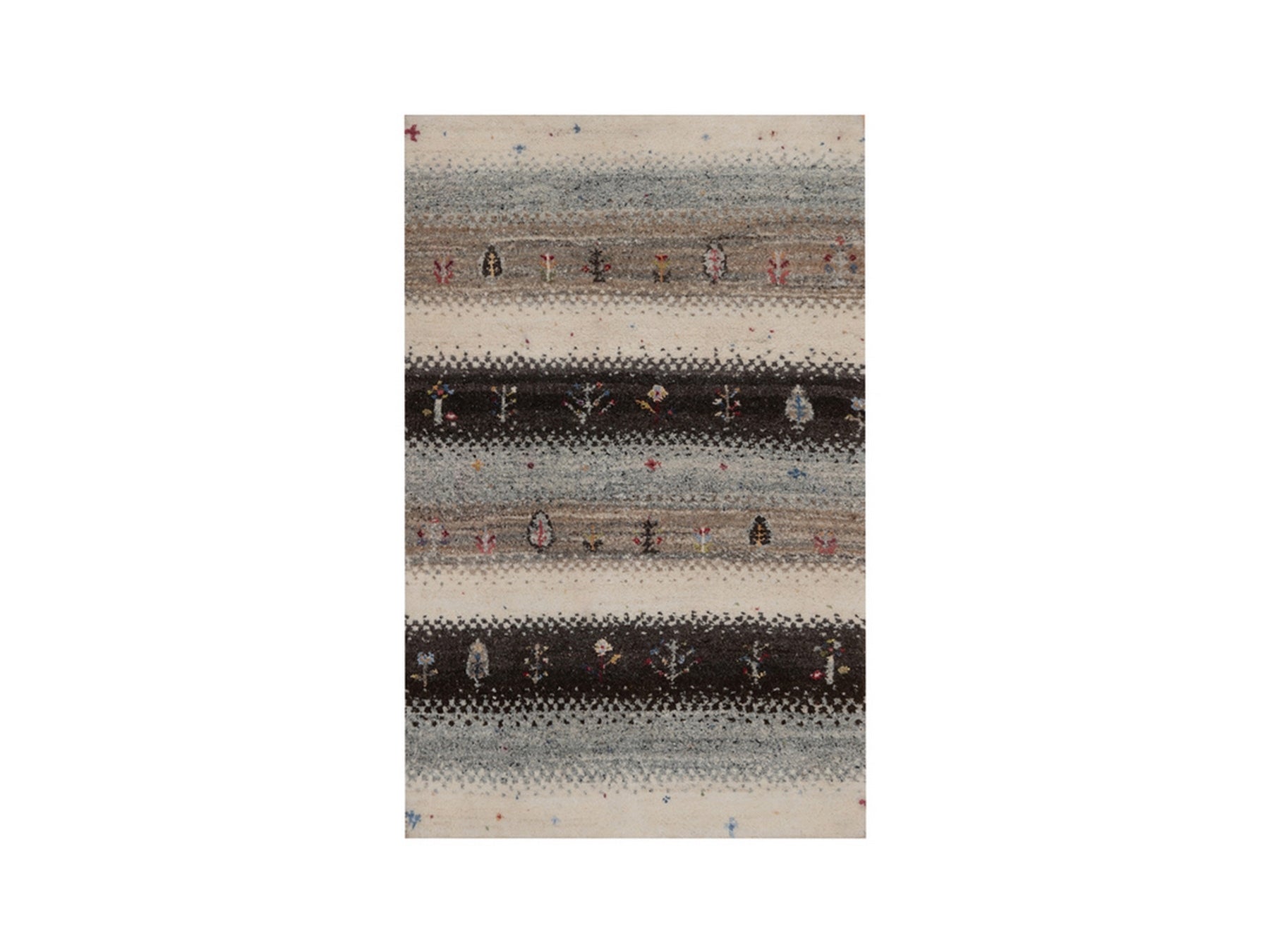 Gabbeh Modern / Contemporary hand-knotted wool rug in Ivory, 1'11" x 3', SKU O092632