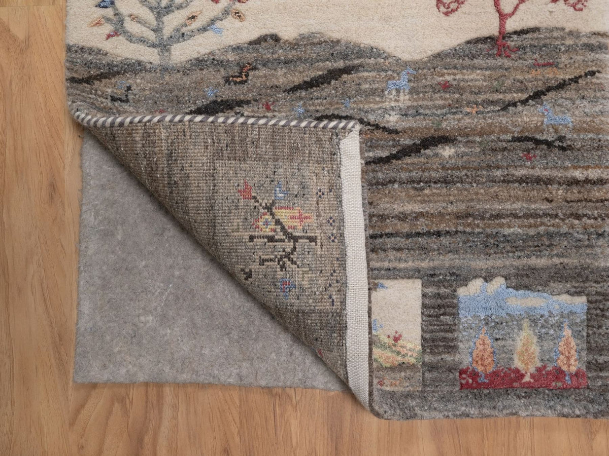 Gabbeh Modern / Contemporary hand-knotted wool rug in Gray, 2' x 3', SKU O092633 (view 3)