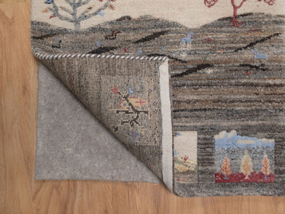 Gabbeh Modern / Contemporary hand-knotted wool rug in Gray, 2' x 3', SKU O092633 (view 3)
