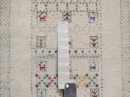 Gabbeh Modern / Contemporary hand-knotted wool rug in Ivory, 2' x 3', SKU O092635 (view 4)