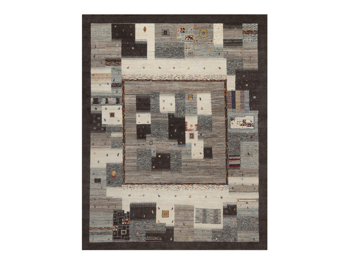 Gabbeh Modern / Contemporary hand-knotted wool rug in Brown, 7'9" x 10', SKU O092636