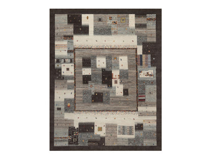 Gabbeh Modern / Contemporary hand-knotted wool rug in Brown, 7'9" x 10', SKU O092636