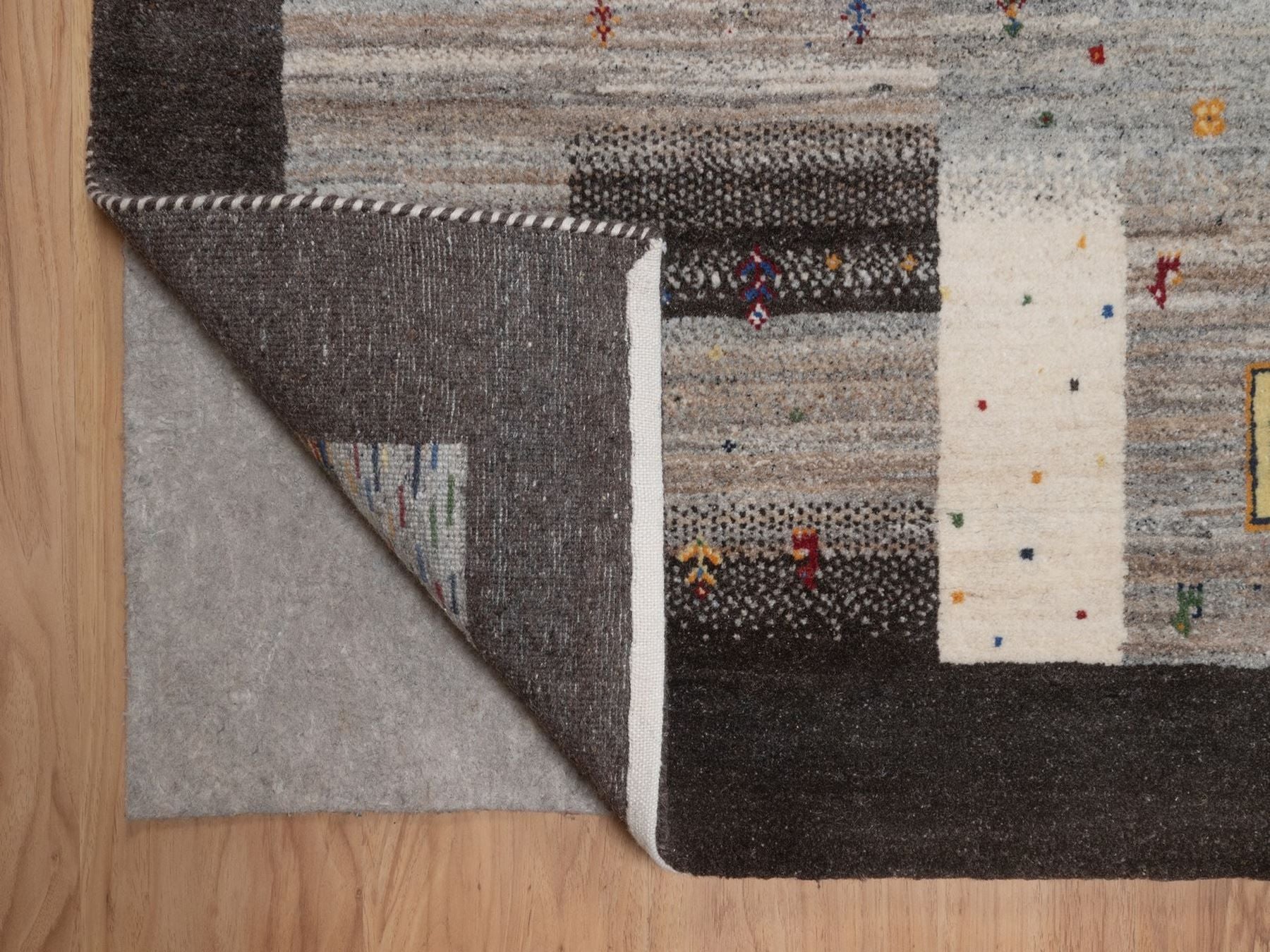 Gabbeh Modern / Contemporary hand-knotted wool rug in Brown, 7'9" x 10', SKU O092636 (view 4)