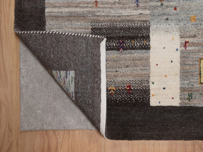 Gabbeh Modern / Contemporary hand-knotted wool rug in Brown, 7'9" x 10', SKU O092636 (view 4)