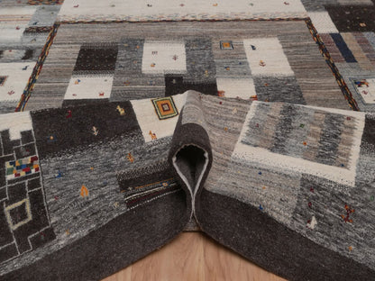 Gabbeh Modern / Contemporary hand-knotted wool rug in Brown, 7'9" x 10', SKU O092636 (view 5)