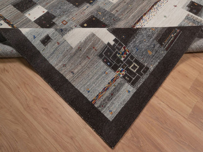 Gabbeh Modern / Contemporary hand-knotted wool rug in Brown, 7'9" x 10', SKU O092636 (view 6)