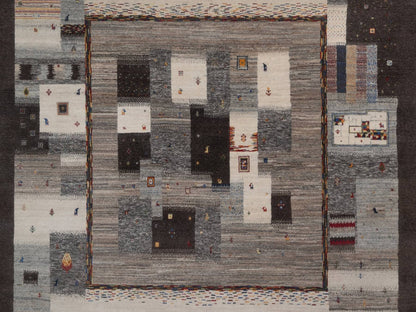 Gabbeh Modern / Contemporary hand-knotted wool rug in Brown, 7'9" x 10', SKU O092636 (view 8)