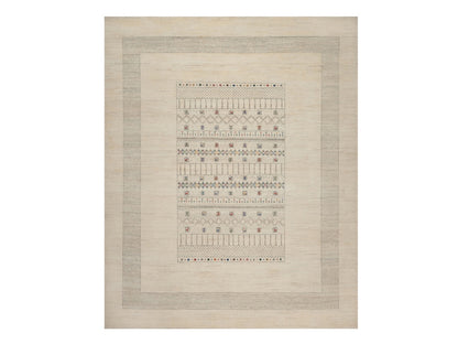 Gabbeh Modern / Contemporary hand-knotted wool rug in Ivory, 8'2" x 10'1", SKU O092637