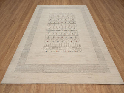 Gabbeh Modern / Contemporary hand-knotted wool rug in Ivory, 8'2" x 10'1", SKU O092637 (view 2)
