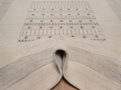 Gabbeh Modern / Contemporary hand-knotted wool rug in Ivory, 8'2" x 10'1", SKU O092637 (view 5)