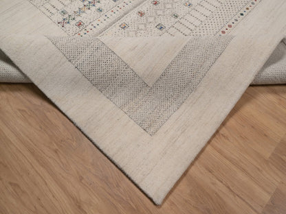 Gabbeh Modern / Contemporary hand-knotted wool rug in Ivory, 8'2" x 10'1", SKU O092637 (view 6)