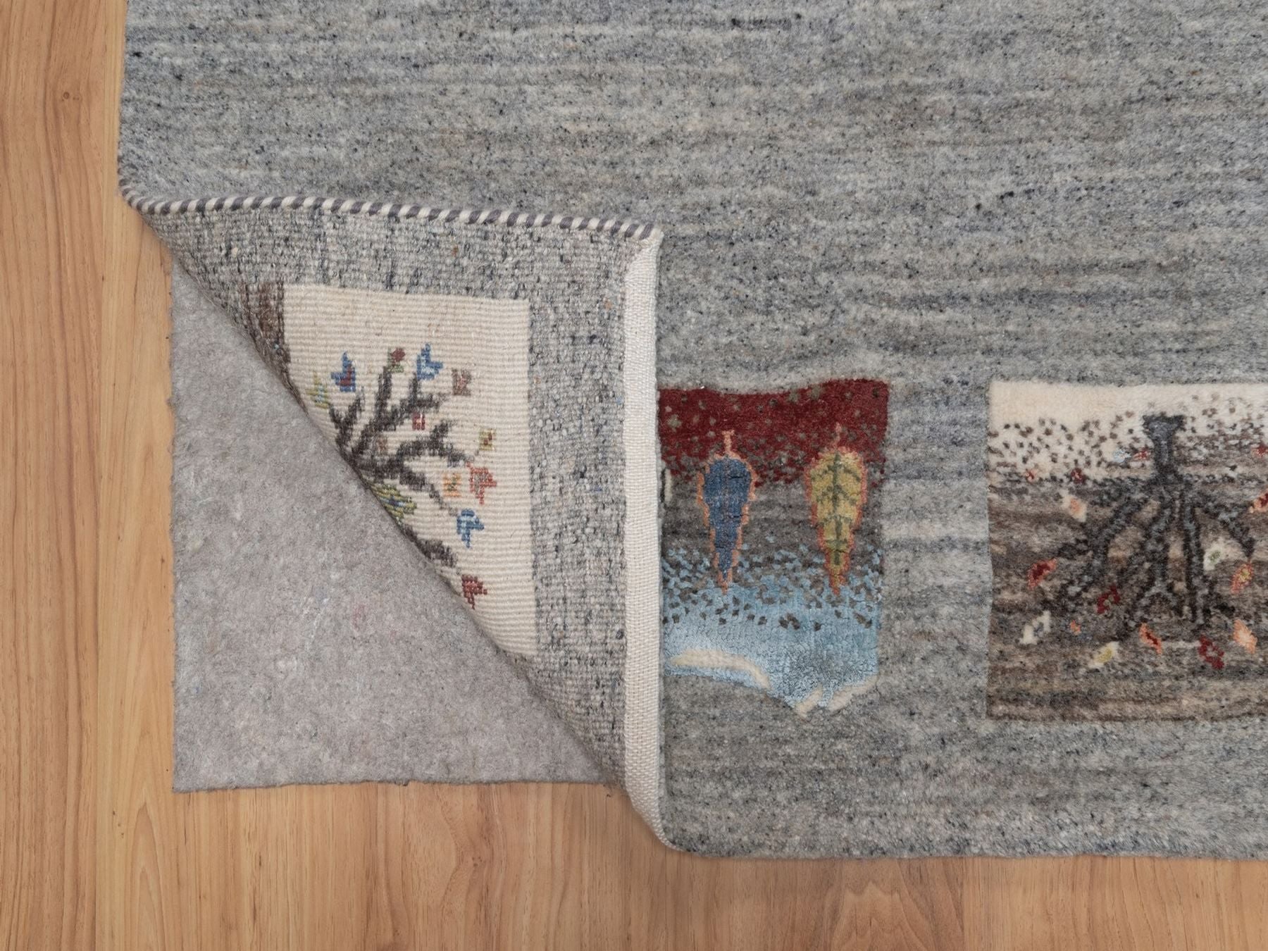 Gabbeh Modern / Contemporary hand-knotted wool runner in Gray, 2'8" x 9'7", SKU O092638 (view 3)