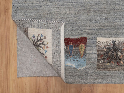 Gabbeh Modern / Contemporary hand-knotted wool runner in Gray, 2'8" x 9'7", SKU O092638 (view 3)