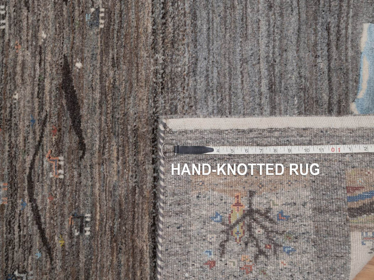 Gabbeh Modern / Contemporary hand-knotted wool runner in Gray, 2'8" x 9'7", SKU O092638 (view 8)