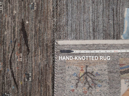 Gabbeh Modern / Contemporary hand-knotted wool runner in Gray, 2'8" x 9'7", SKU O092638 (view 8)