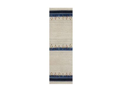 Gabbeh Modern / Contemporary hand-knotted wool runner in Ivory, 2'6" x 8'6", SKU O092639