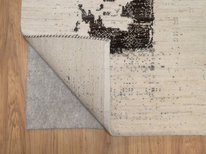 Gabbeh Modern / Contemporary hand-knotted wool runner in Ivory, 2'7" x 12'10", SKU O092640 (view 3)