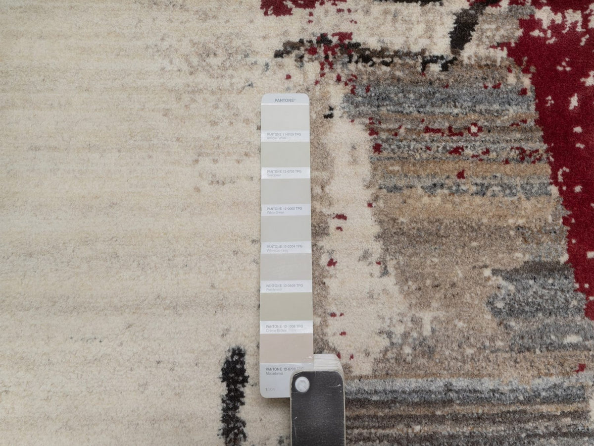 Gabbeh Modern / Contemporary hand-knotted wool runner in Ivory, 2'7" x 12'10", SKU O092640 (view 4)