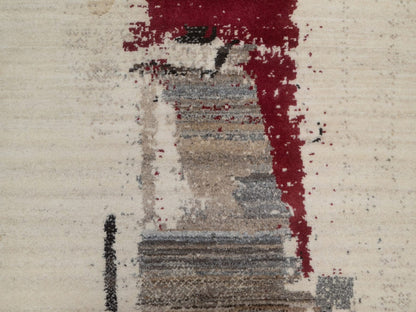 Gabbeh Modern / Contemporary hand-knotted wool runner in Ivory, 2'7" x 12'10", SKU O092640 (view 5)