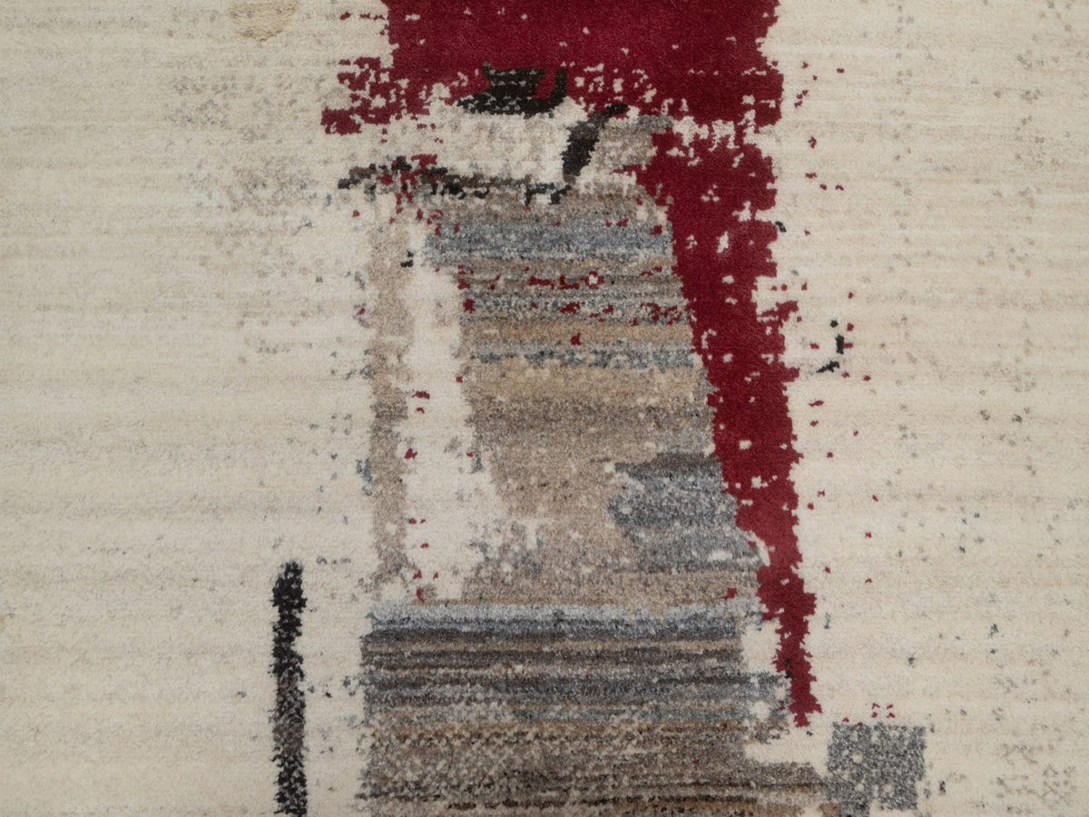 Gabbeh Modern / Contemporary hand-knotted wool runner in Ivory, 2'7" x 12'10", SKU O092640 (view 5)