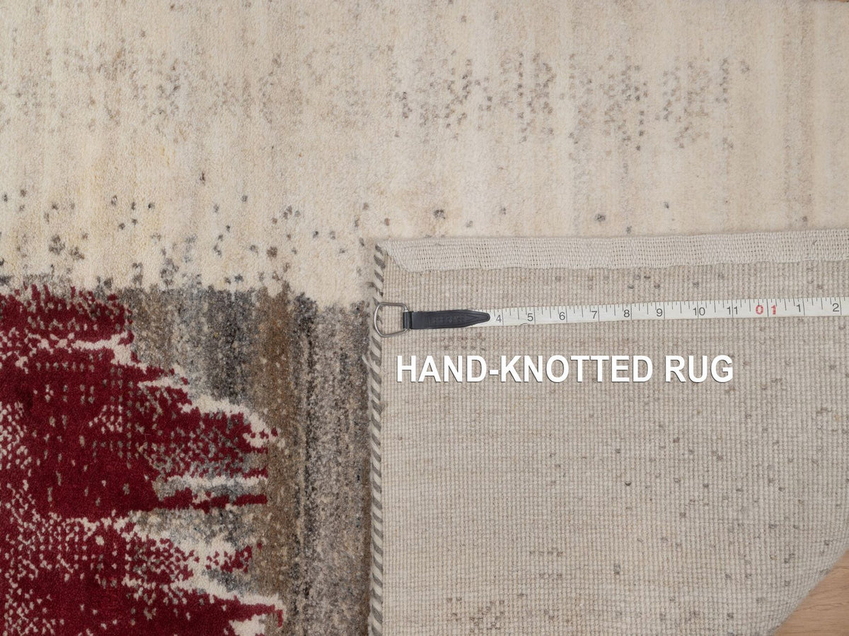 Gabbeh Modern / Contemporary hand-knotted wool runner in Ivory, 2'7" x 12'10", SKU O092640 (view 8)