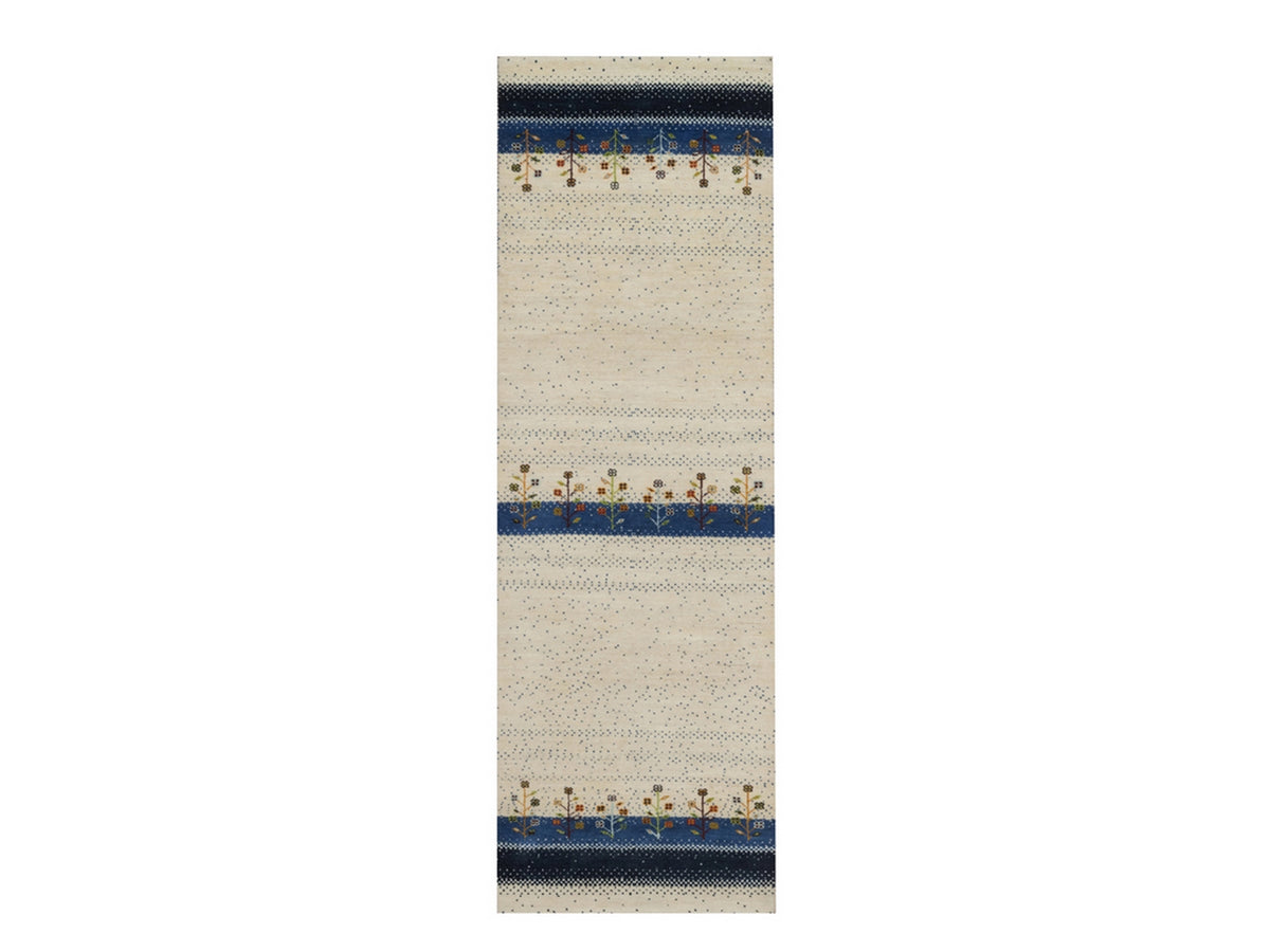 Gabbeh Modern / Contemporary hand-knotted wool runner in Ivory, 2'6" x 8'5", SKU O092641