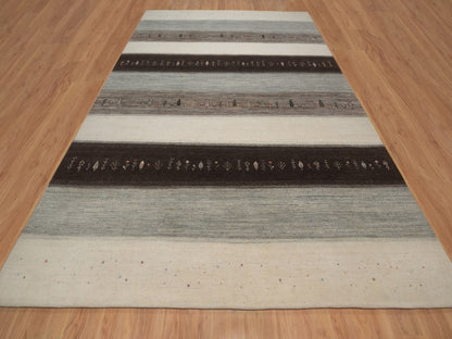 Gabbeh Modern / Contemporary hand-knotted wool rug in Ivory, 10' x 12'11", SKU O092643 (view 2)