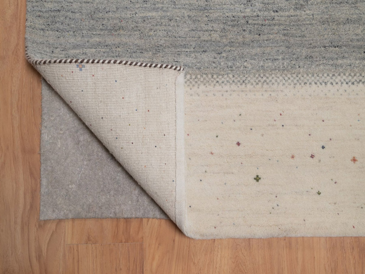 Gabbeh Modern / Contemporary hand-knotted wool rug in Ivory, 10' x 12'11", SKU O092643 (view 4)