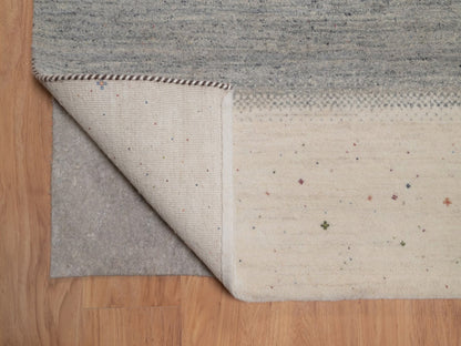 Gabbeh Modern / Contemporary hand-knotted wool rug in Ivory, 10' x 12'11", SKU O092643 (view 4)