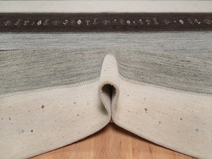 Gabbeh Modern / Contemporary hand-knotted wool rug in Ivory, 10' x 12'11", SKU O092643 (view 5)