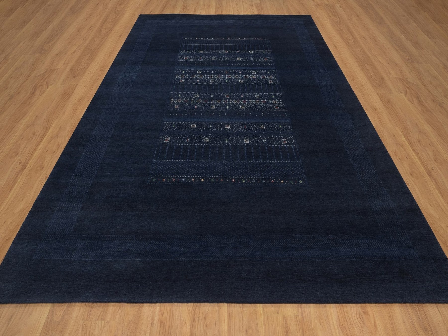 Gabbeh Modern / Contemporary hand-knotted wool rug in Blue, 9'1" x 12'1", SKU O092644 (view 2)