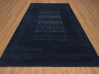 Gabbeh Modern / Contemporary hand-knotted wool rug in Blue, 9'1" x 12'1", SKU O092644 (view 2)